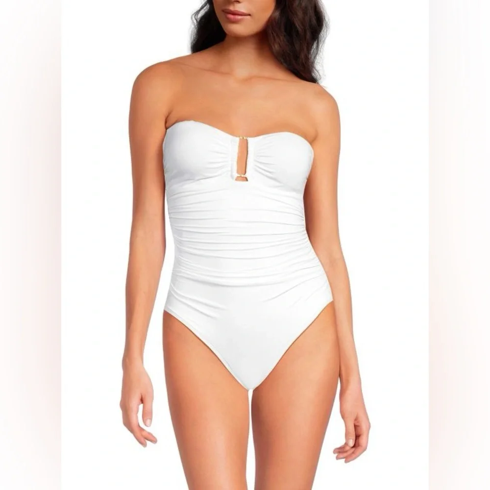 LAUREN RALPH LAUREN Ruched Bandeau One-Piece Swimsuit